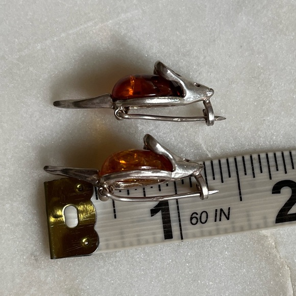 2 Vintage Baltic Amber Mice Pins - Picture 11 of 11